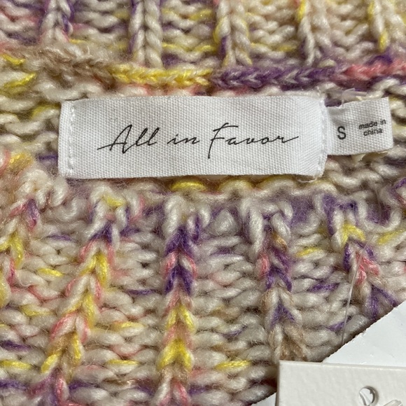 All In Favor Pastel Marled Pink Purple Multi Color Knit Pull Over Sweater Size S - Picture 13 of 13